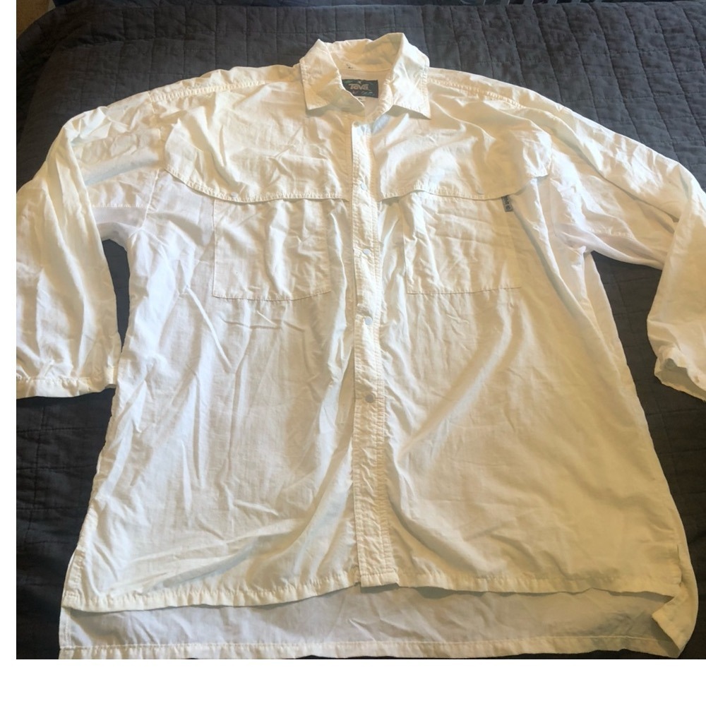 TEVA Lightweight Fishing Top Khaki Beige Long‎ Sleeve Outdoor Size XL
